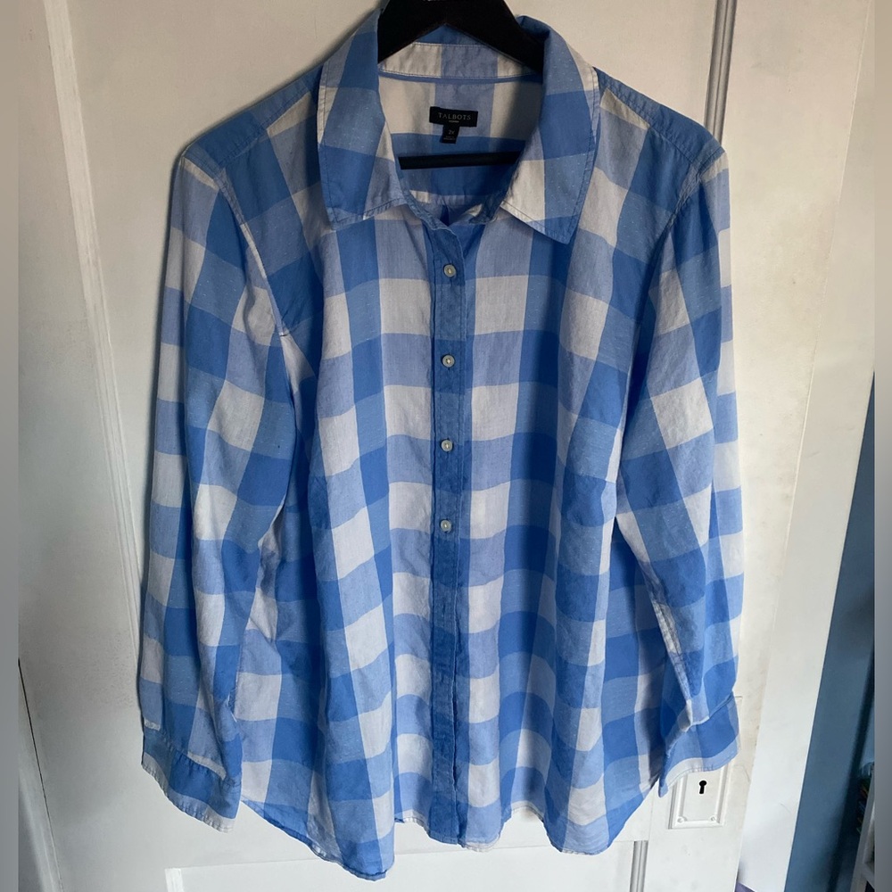 Sz 2x Talbots Button Down Checkered Top
